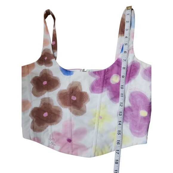 With Cindy Y2K Soft Girl Corset Womens Small Cream Floral Artsy Festival Mesh - Picture 8 of 10